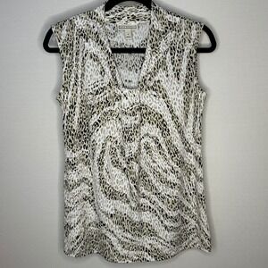 Dana Buchman‎ Leopard Animal Print Sleeveless Blouse Career Womens Small NWOT